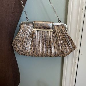 Annabel Ingall leopard metallic evening bag